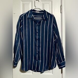 Maurices Dark Blue Striped Button Down Shirt